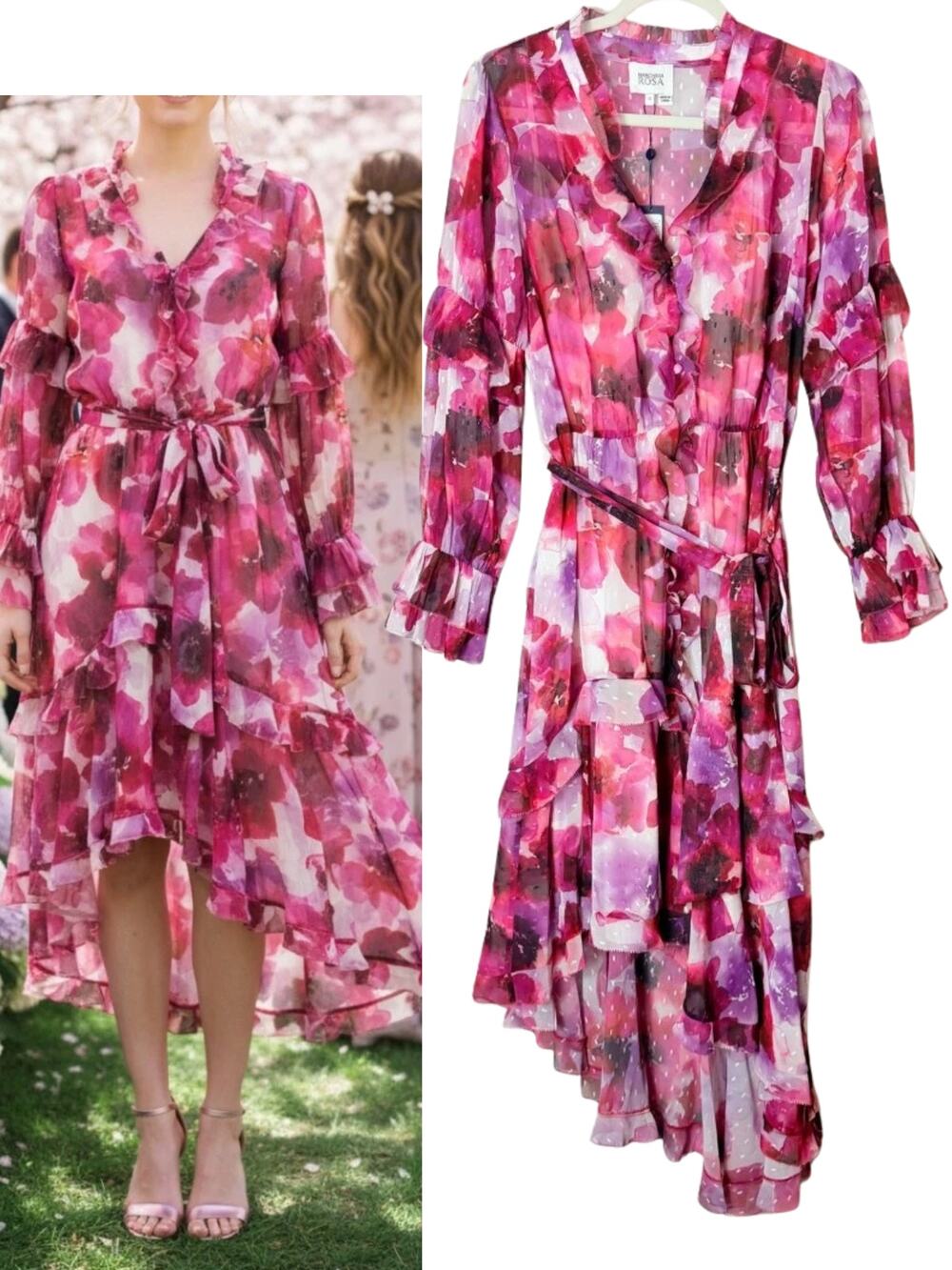 Marchesa Pink Floral Wedding Guest Dress Garden Party Cocktail Fairy